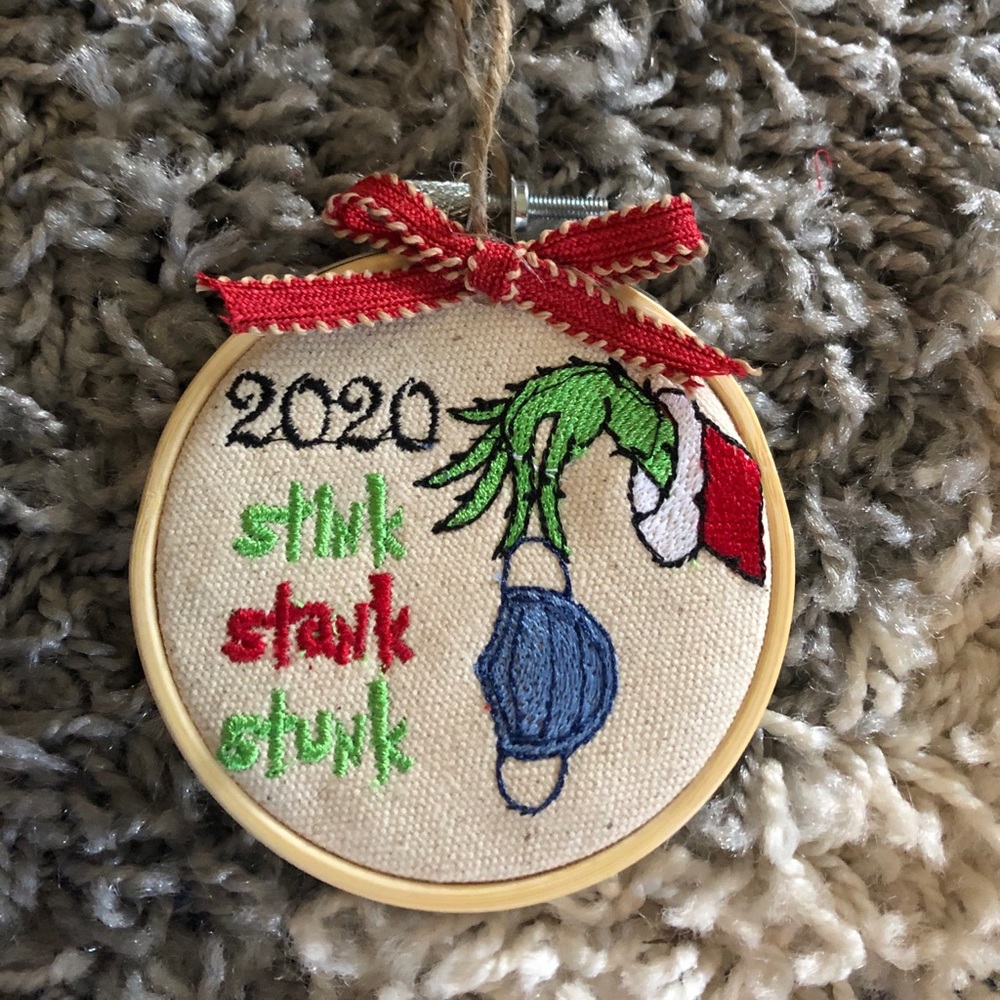 Embroidered Grinch Ornament